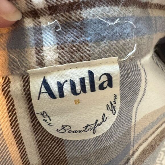 ARULA Plaid Shacket in Blue and Brown - Picture 6 of 6